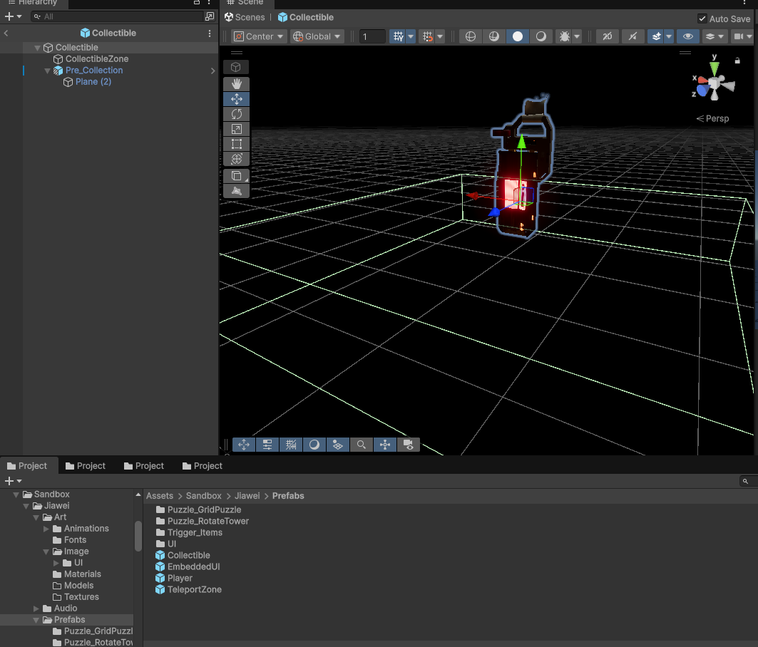 Prefab organisation in the Unity project and scene