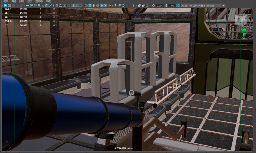 Interior view mixing textured architecture with untextured white props
