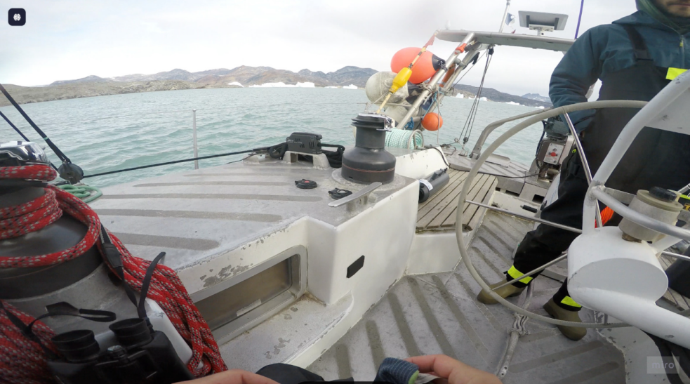 Winch and rigging on the vessel's foredeck